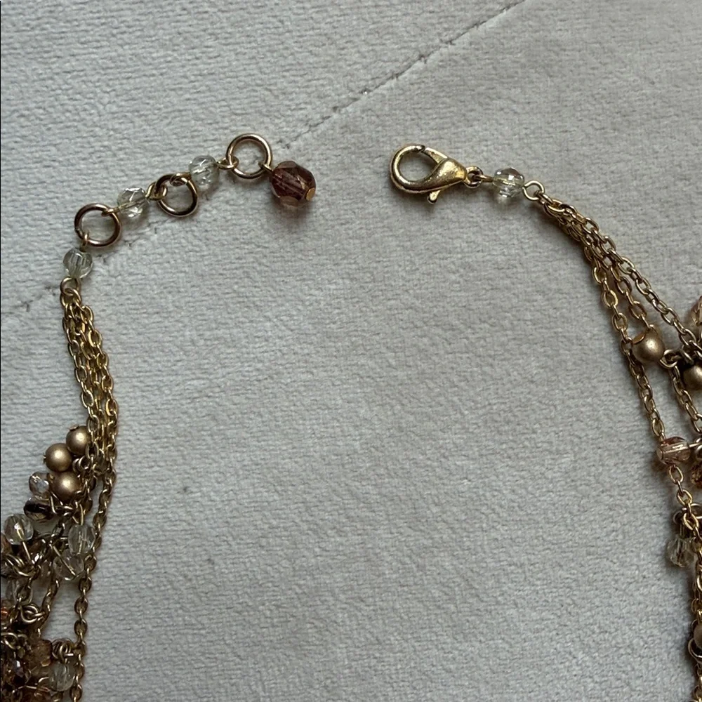 Elegant Gold and Brown Beaded multi strand Necklace